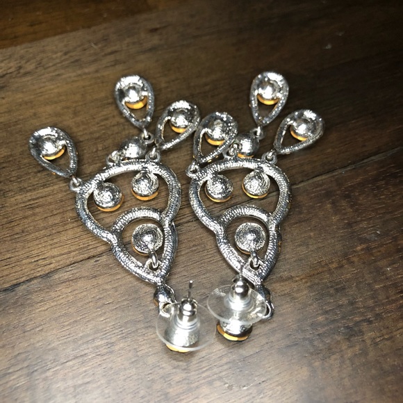 Beautiful Turquoise Rhinestone Prom Pageant Earrin - Picture 3 of 3